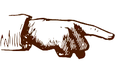 block print style image of a hand with one finger pointing